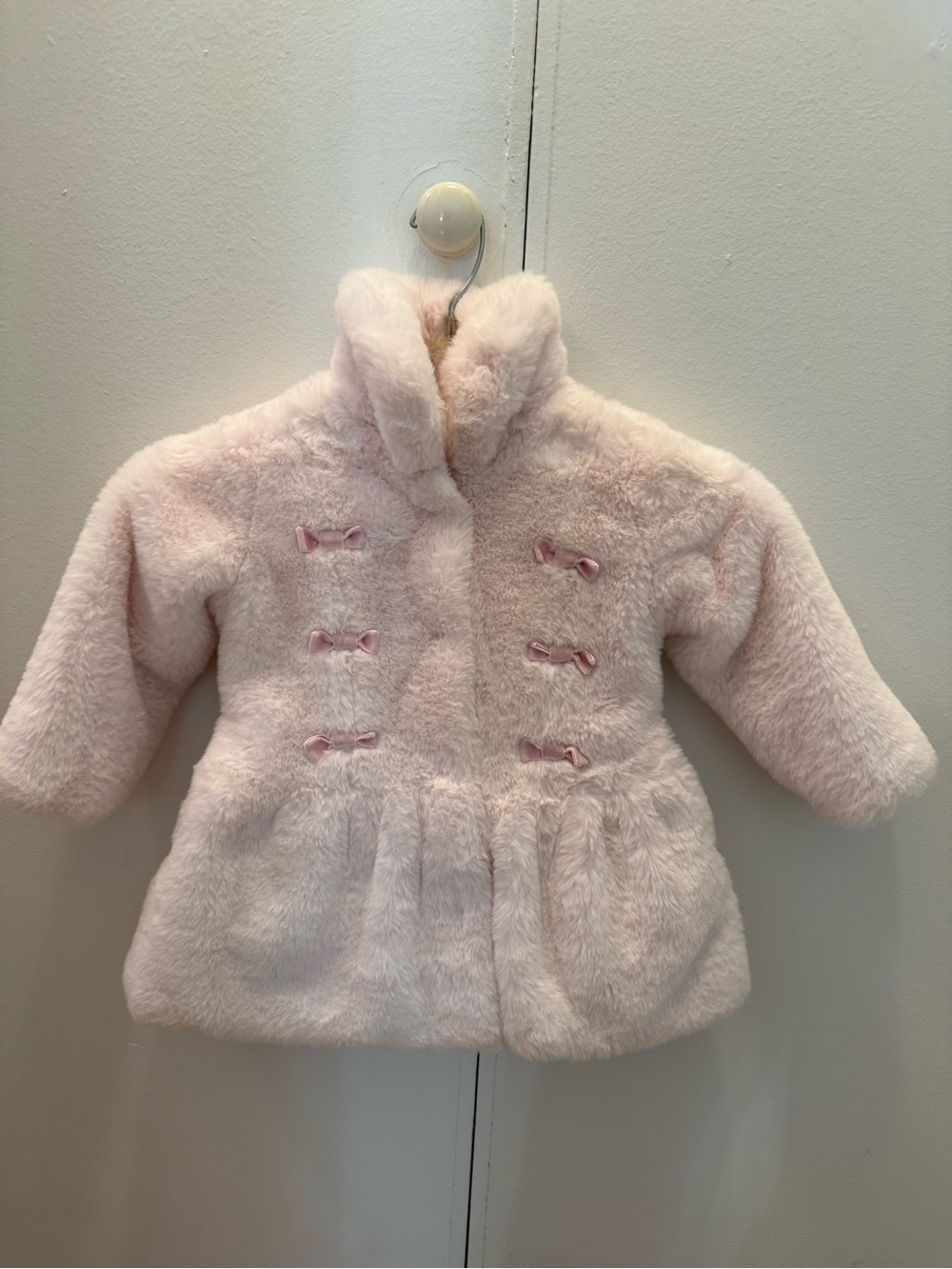 Baby Pink Faux-Fur Peacoat Jacket for Kids